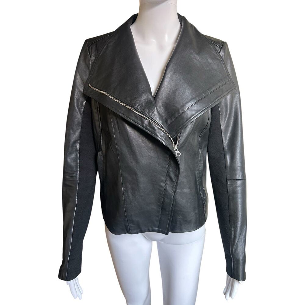Chelsea28 Women’s S Black Genuine Leather Moto Jacket Asymmetrical Zip Nordstrom